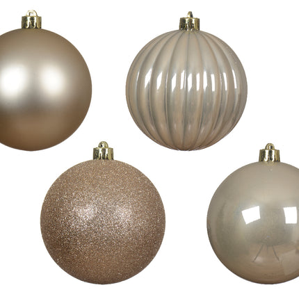 Kerstballen mix parel kunststof - box 4 stuks