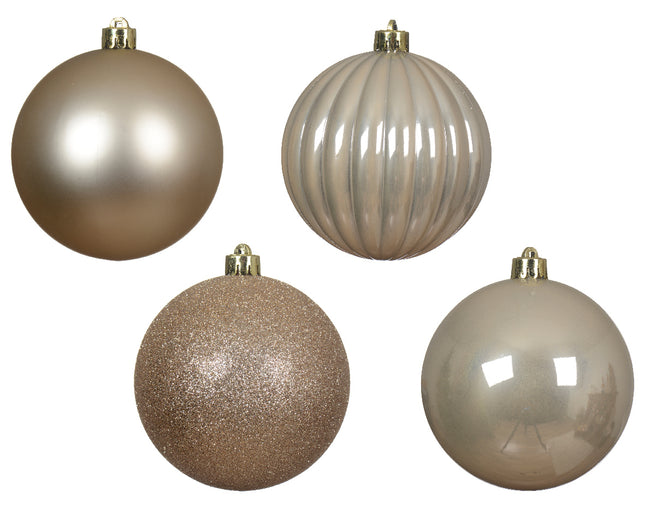 Kerstballen mix parel kunststof - box 4 stuks