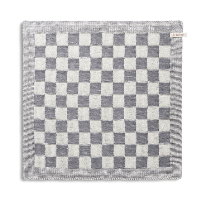 Knit Factory Keukendoek Block Ecru/Med Grey