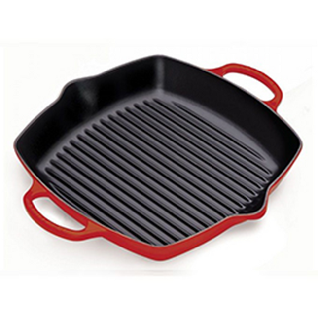 Le Creuset diepe vierkante grillpan 30 cm - Kersenrood