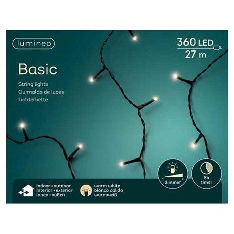 Lumineo LED Basic Lights voor binnen + buiten - 27 m - 360 Lamp - warm wit