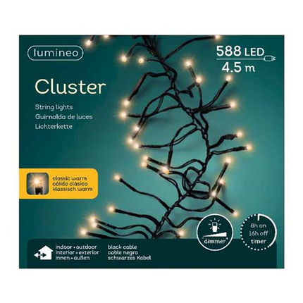 Lumineo LED Clusterverlichting voor binnen+ buiten - 5,5 m - 588 lamp - klassiek warm