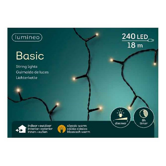 Lumineo LED Basic Lights voor binnen + buiten - 18 m - 240 Lamps - klassiek warm