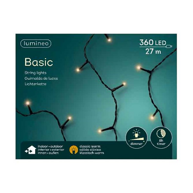 Lumineo LED Basic Lights voor binnen + buiten - 27 m - 360 lamps - klassiek warm