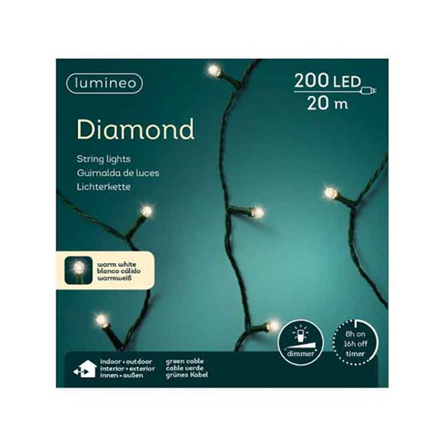 Lumineo Diamantverlichting LED voor binnen+buiten - 2000cm - 200 lamp