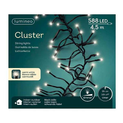 Lumineo LED Clusterverlichting voor binnen+buiten - 5,5 m - 588 lamp - warm wit