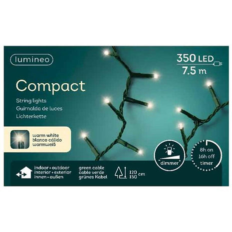 Lumineo LED Compact lights voor binnen+ buiten - 7500cm - 350 lamps - warm wit