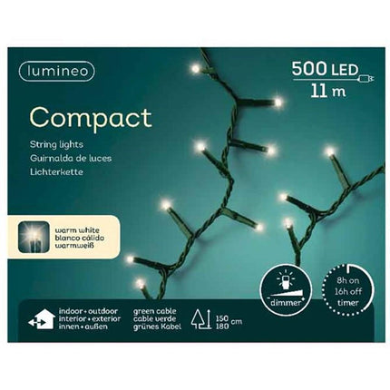 Lumineo LED Compact lights voor binnen+ buiten - 11 meter - 500 lamps - warm wit