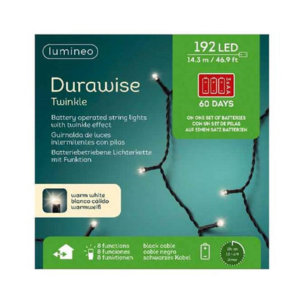 Lumineo LED Durawise twinkle binnen- en buitenverlichting - 14,3 m - 192 lamps - warmwit