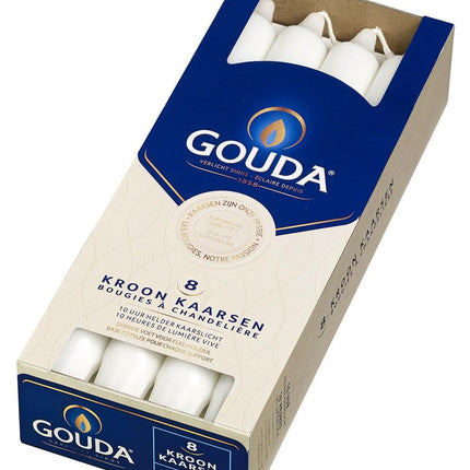 Gouda Kroonkaars 240mm lang x 24mm dik - doos 8 stuks - satijnwit