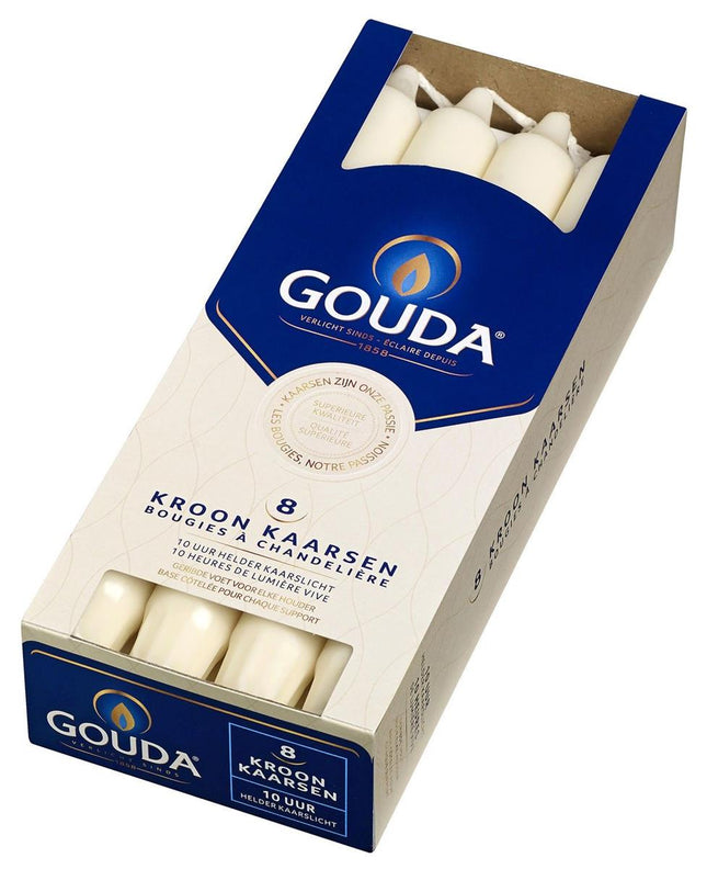 Gouda Kroonkaars 240mm lang x 24mm dik - doos 8 stuks - ivoor