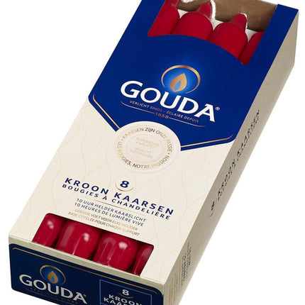 Gouda Kroonkaars 240mm lang x 24mm dik - doos 8 stuks - robijnrood