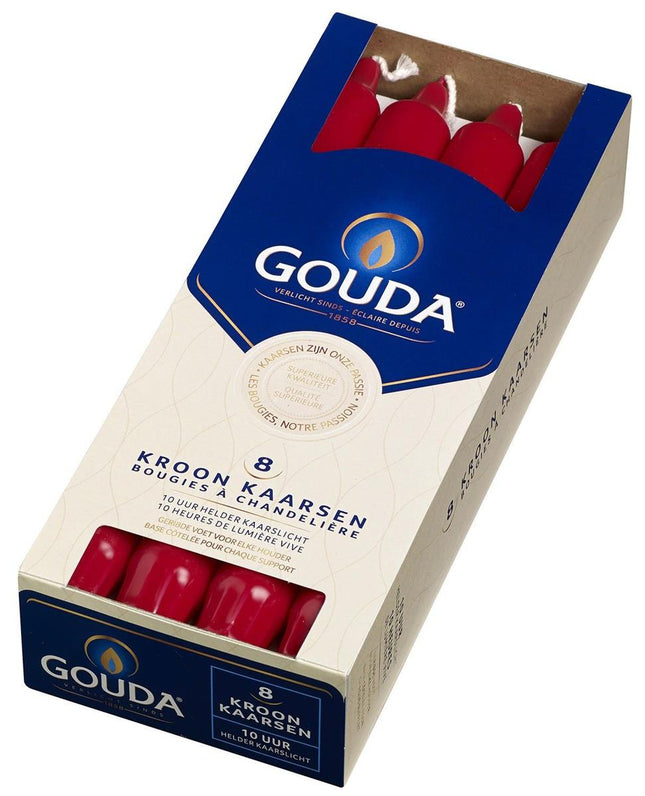 Gouda Kroonkaars 240mm lang x 24mm dik - doos 8 stuks - robijnrood