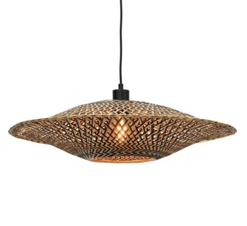 Kap wand-/hanglamp Bali bamboe/plat dia.60xh.15cm zwart/naturel, M