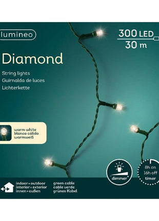 Lumineo Diamantverlichting LED voor binnen+buiten - 3000cm - 300 lamps - warmwit