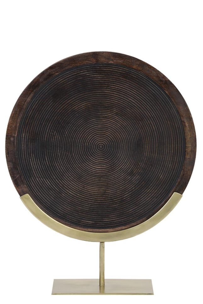 Ornament op voet 45x12x57 cm KAMUDI hout bruin-antiek brons