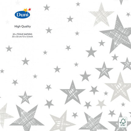 Duni Servetten - 33x33cm - Shining Star Grey