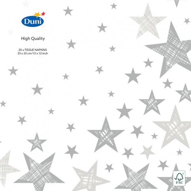 Duni Servetten - 33x33cm - Shining Star Grey