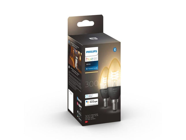 Philips HueW 4.5W Fil Candle E14 2p