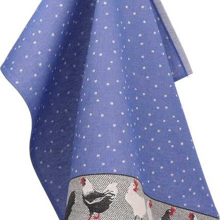 Bunzlau Castle Tea Towel Chickens Royal Blue