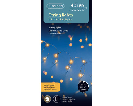 Lumineo micro LED string lights - 195cm - 40 lamps - klassiek warm