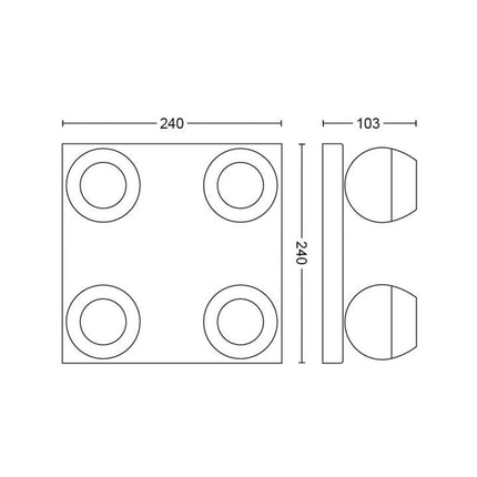 Buckram Hue plate/spiral black 4x5W 230V