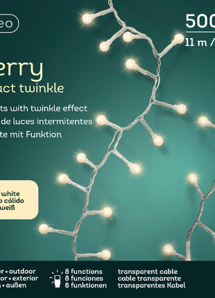 Lumineo LED cherry lights compact twinkle - 11 meter - 500 lamps - warm wit