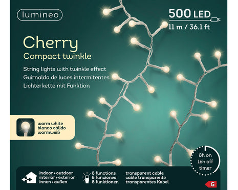 Lumineo LED cherry lights compact twinkle - 11 meter - 500 lamps - warm wit