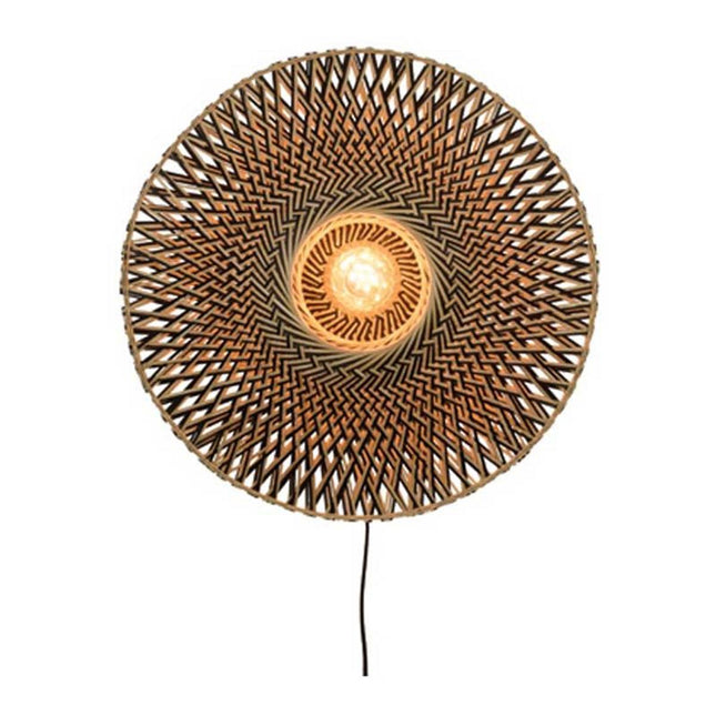 Wandlamp Bali bamboe dia.60x15cm zwart/naturel, M