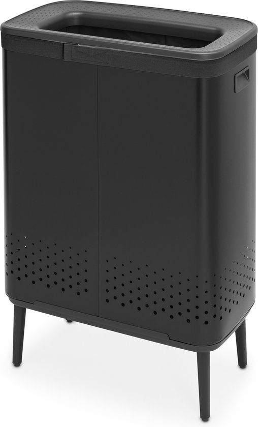 Brabantia Bo Hi Wasmand met Deksel - 2 x 45 l - Matt Black - de laatste