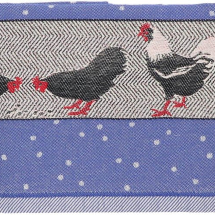 Bunzlau Castle Tea Towel Chickens Royal Blue