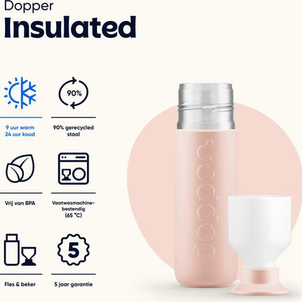 Dopper Drinkfles Insulated 350 ml - Pebble Peach