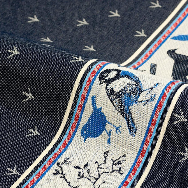 Birds Tea towel Dark blue