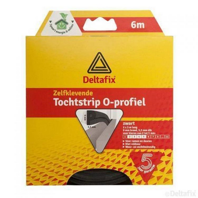 Deltafix Tochtstrip o-profiel zwart