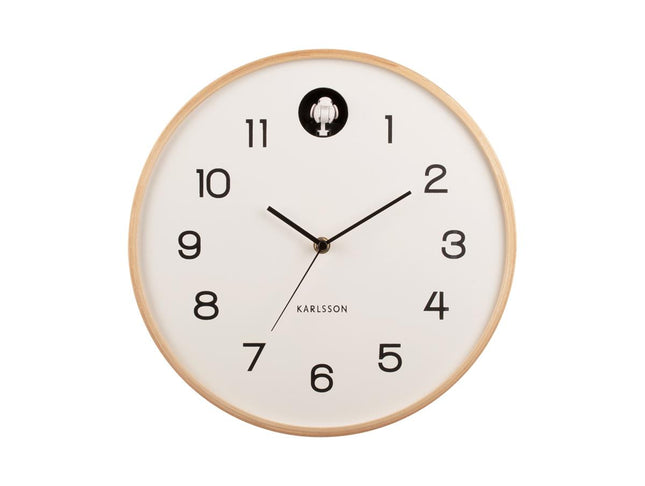 Karlsson Wall Clock natural Cuckoo birch wood - white