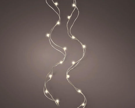 Lumineo Micro LED stringlights steady voor binnen - 195cm -  zilver+warm wit