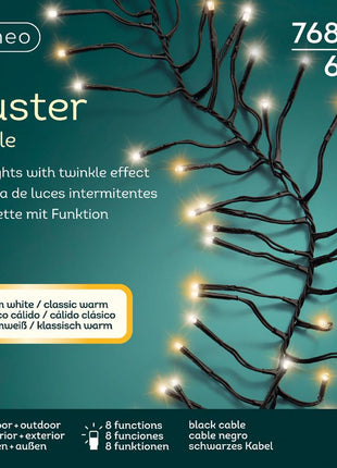 LED Cluster lights 8 functies twinkel effect voor binnen+buiten - 600cm -