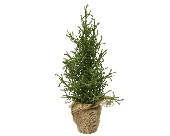 Mini kerstboom silver glitter voor binnen - groen - 12x30cm