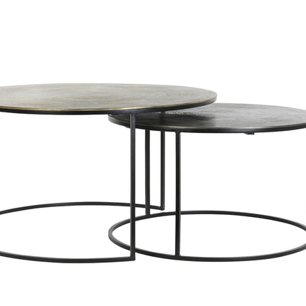 Light & Living Primo salontafel set/2 - zwart/brons & mat zwart