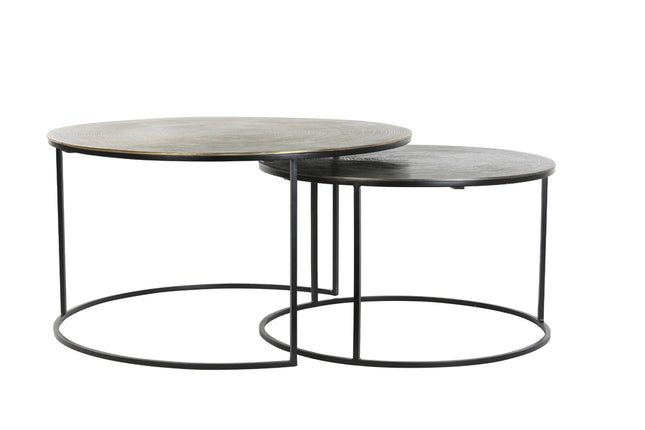 Light & Living Primo salontafel set/2 - zwart/brons & mat zwart