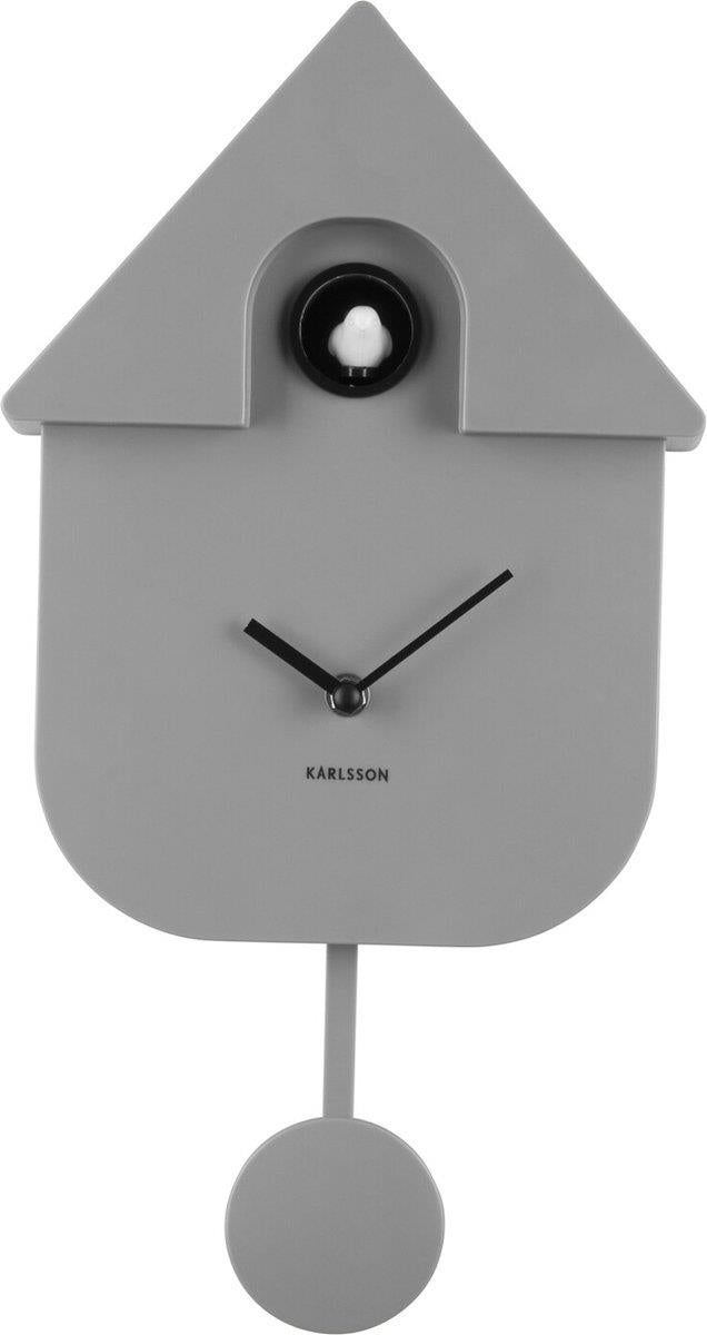 Karlsson Wall Clock Modern Cuckoo - 41x8,5x21,5cm - mouse grey