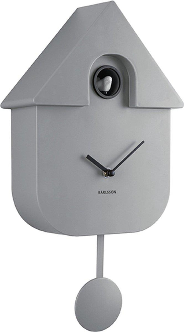 Karlsson Wall Clock Modern Cuckoo - 41x8,5x21,5cm - mouse grey