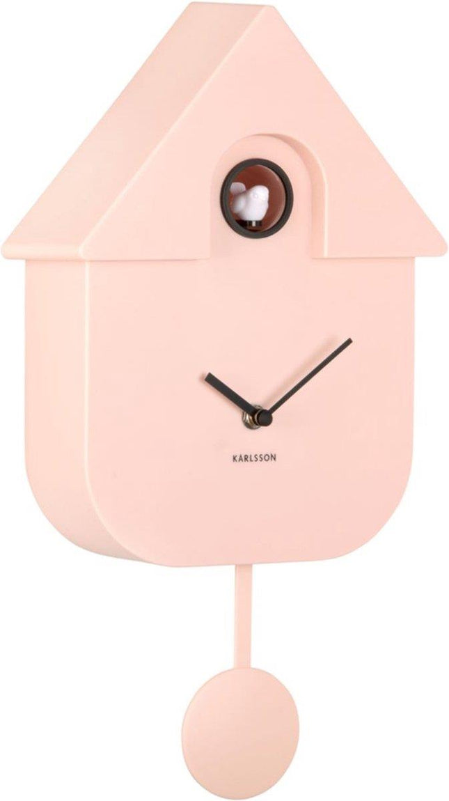 Karlsson Wall Clock Modern Cuckoo ABS - 41x8,5x21,5cm - soft pink