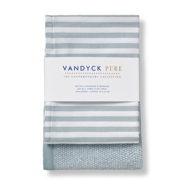 Vandyck - keukentextiel set kleur: pearl blue