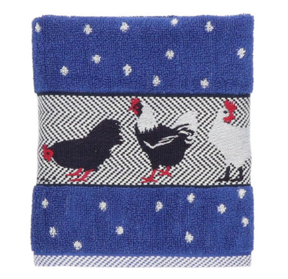 Bunzlau Castle Kitchen Towel Chickens Royal Blue