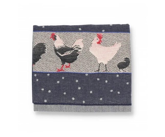 Theedoek Chickens Dark Blue