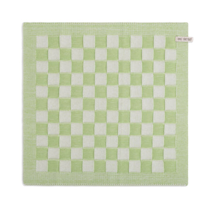 Knit Factory Keukendoek Block Ecru/Spring Green